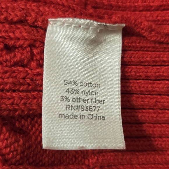 SZ L V-NECK CABLE KNIT SWEATER RED - Picture 4 of 5